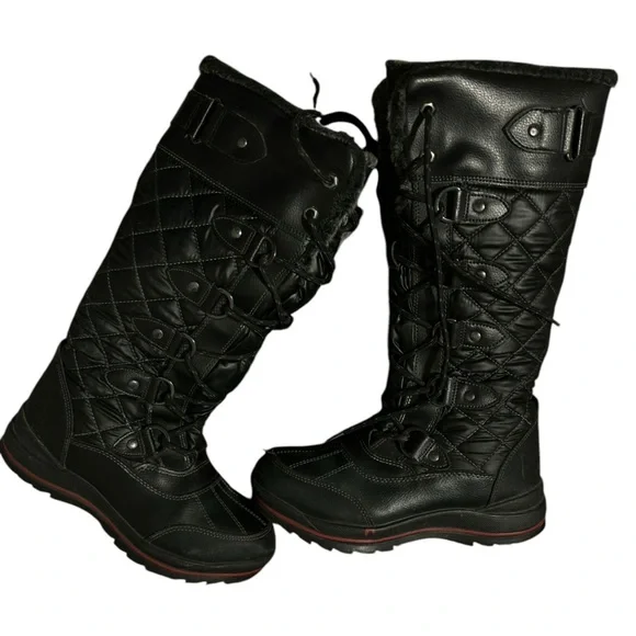 Women's banff Trail Black Quilted Tall Winter Boots - Picture 3 of 6